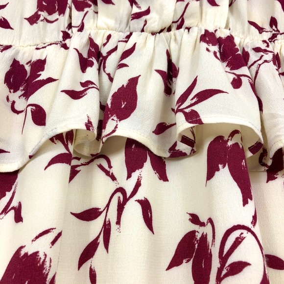 GANNI Pleated Crepe Ivory Floral Viscose Dress - Picture 13 of 14